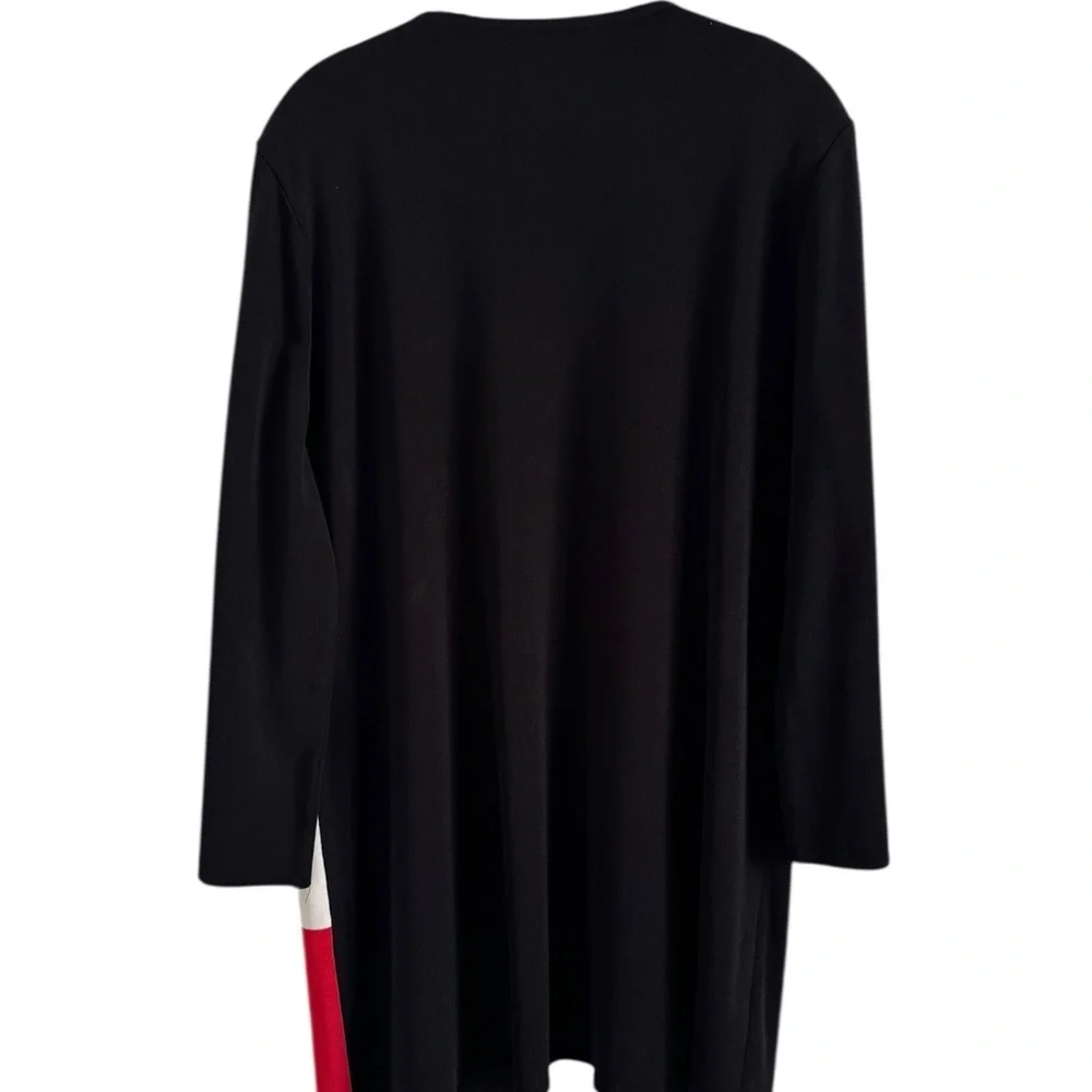 MISOOK Colorblock Open Front Knit Jacket Blazer Black Red White SZ L